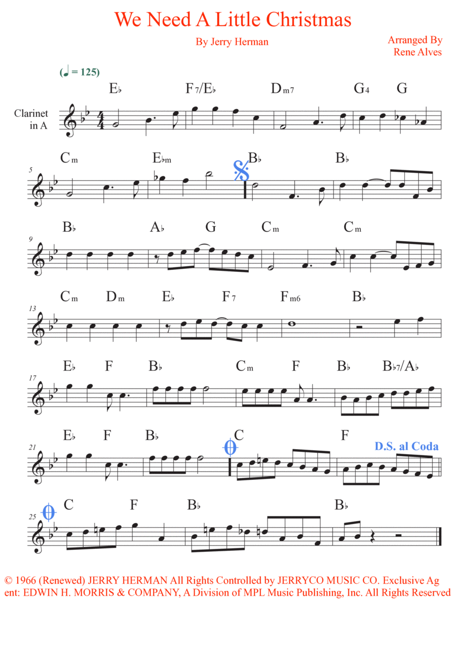 We Need A Little Christmas A Clarinet scores gallery preview page 1