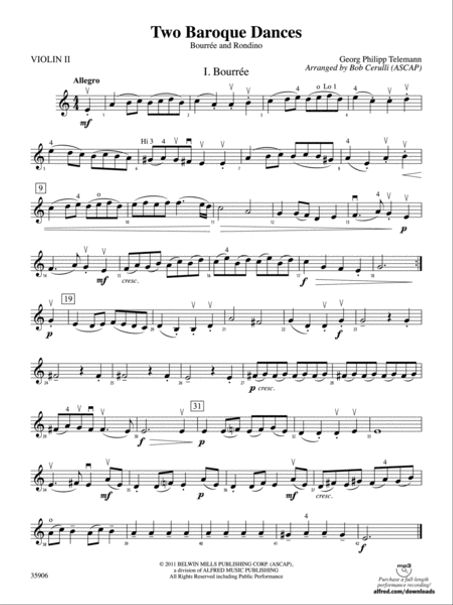 Two Baroque Dances: 2nd Violin String Orchestra scores gallery preview page 1