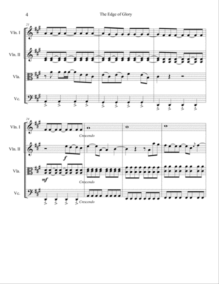 The Edge Of Glory String Quartet scores gallery preview page 4