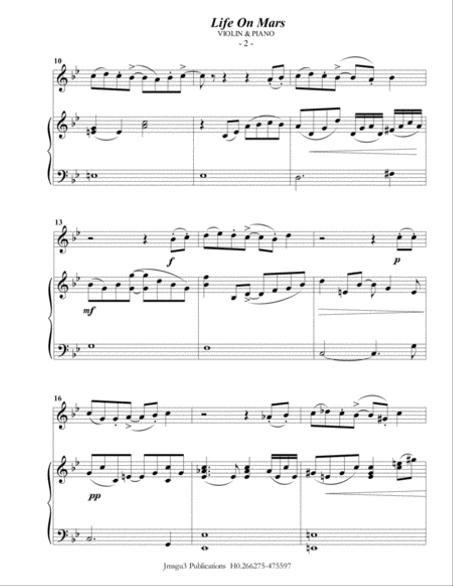 Life On Mars Violin Solo scores gallery preview page 2