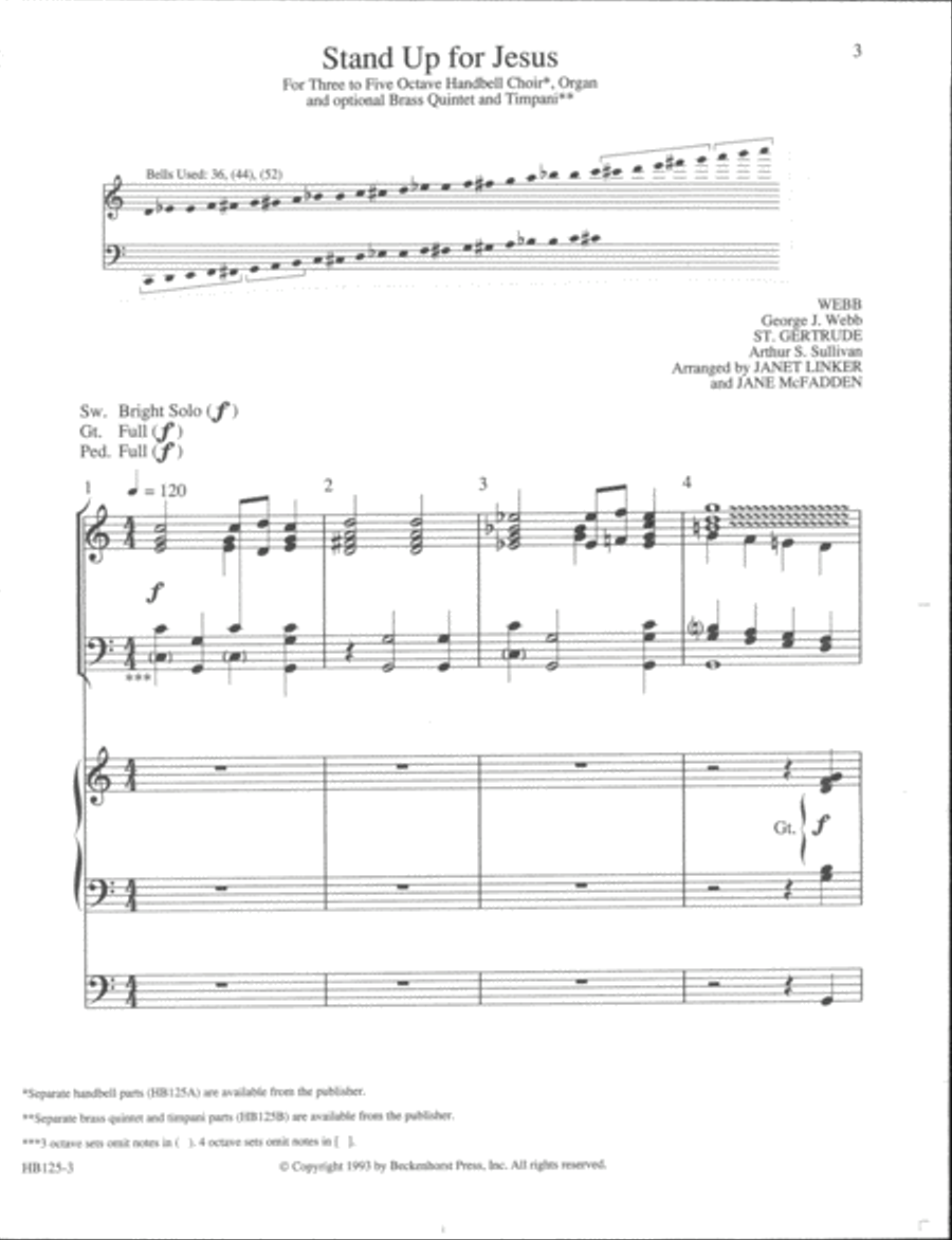 Stand up for Jesus - organ and handbell score Handbell Choir scores gallery preview page 2