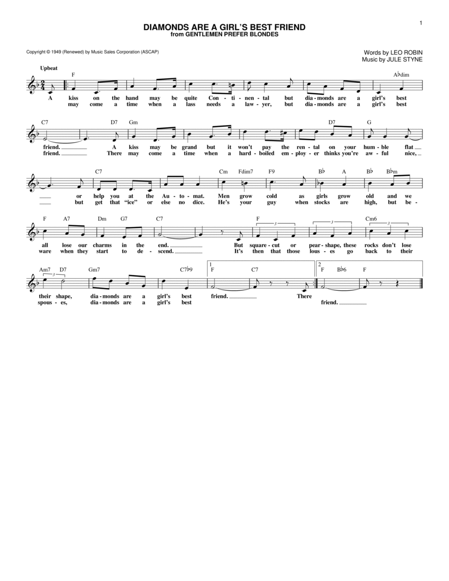 Diamonds Are A Girl's Best Friend Guitar scores gallery preview page 1