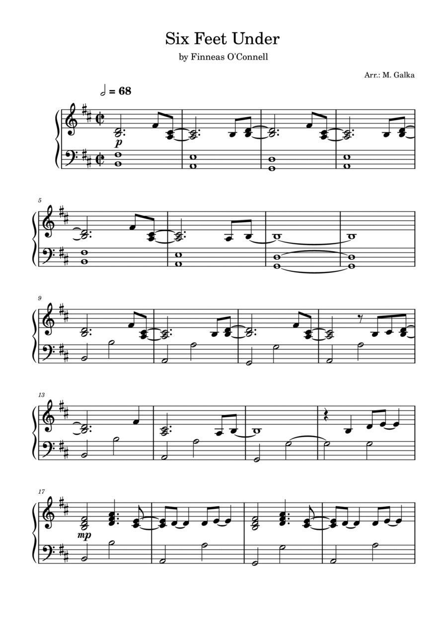 Six Feet Under Piano Solo scores gallery preview page 1