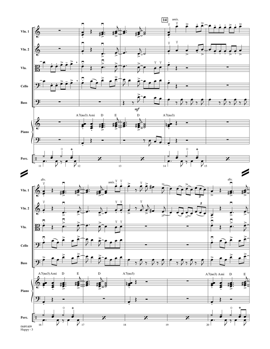 Happy (from Despicable Me 2) - Conductor Score (Full Score) Orchestra scores gallery preview page 3