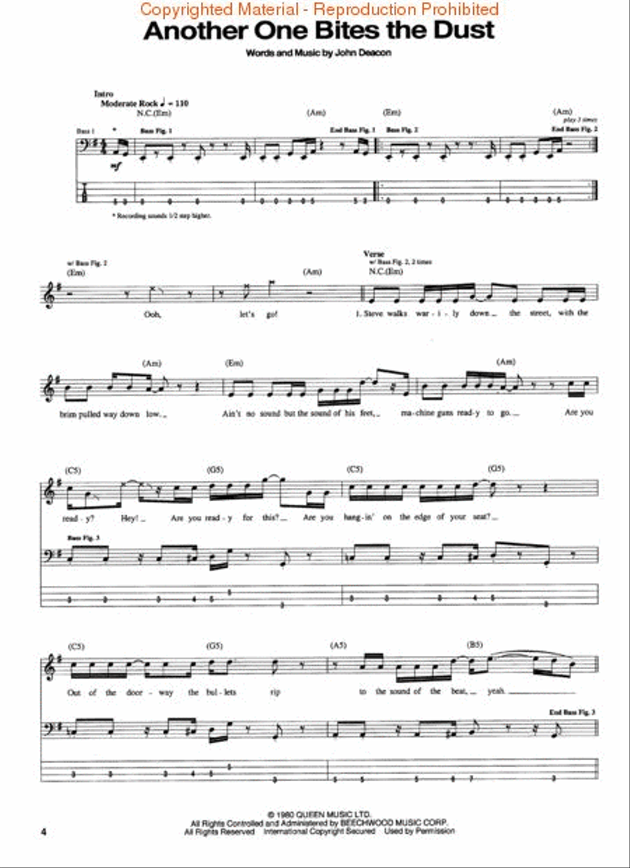 25 Essential Rock Bass Classics Bass Guitar Tablature scores gallery preview page 3