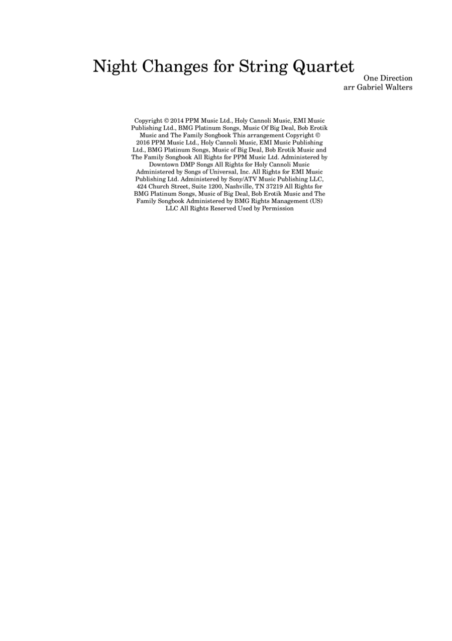 Night Changes String Quartet scores gallery preview page 1