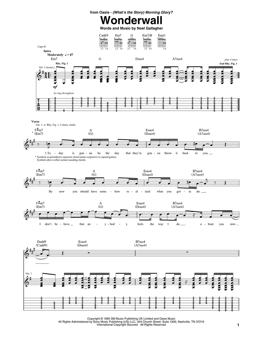 Wonderwall Acoustic Guitar scores gallery preview page 1