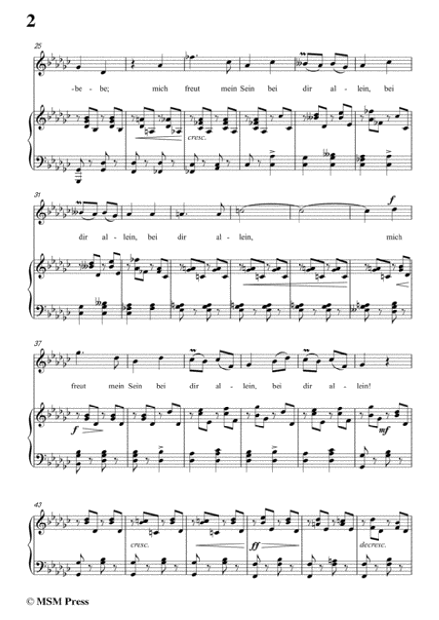 Schubert-Bei dir,in G flat Major,Op.95,No.2,for Voice and Piano Voice Solo scores gallery preview page 4