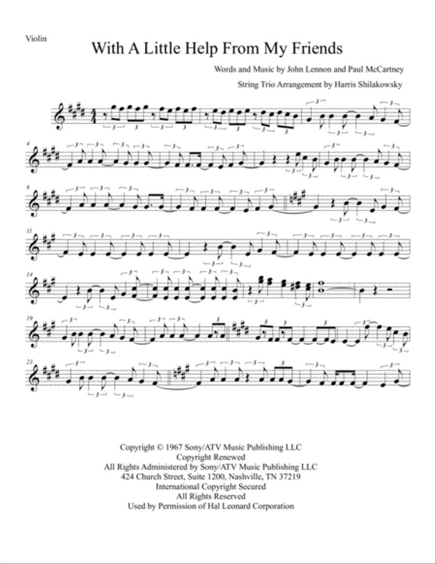 With A Little Help From My Friends String Trio scores gallery preview page 5