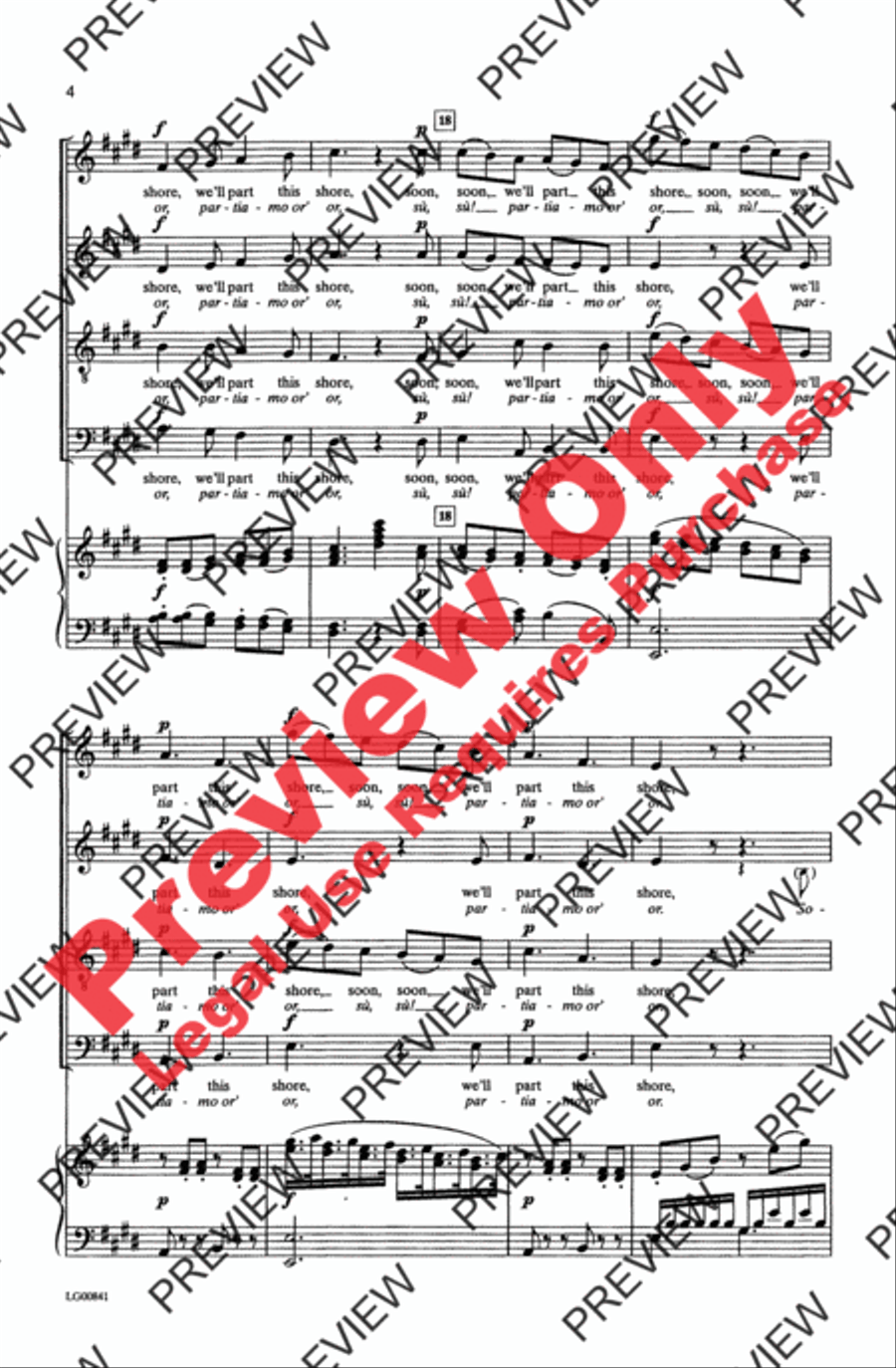 Placido è il mar Placido è il mar 4-Part scores gallery preview page 4