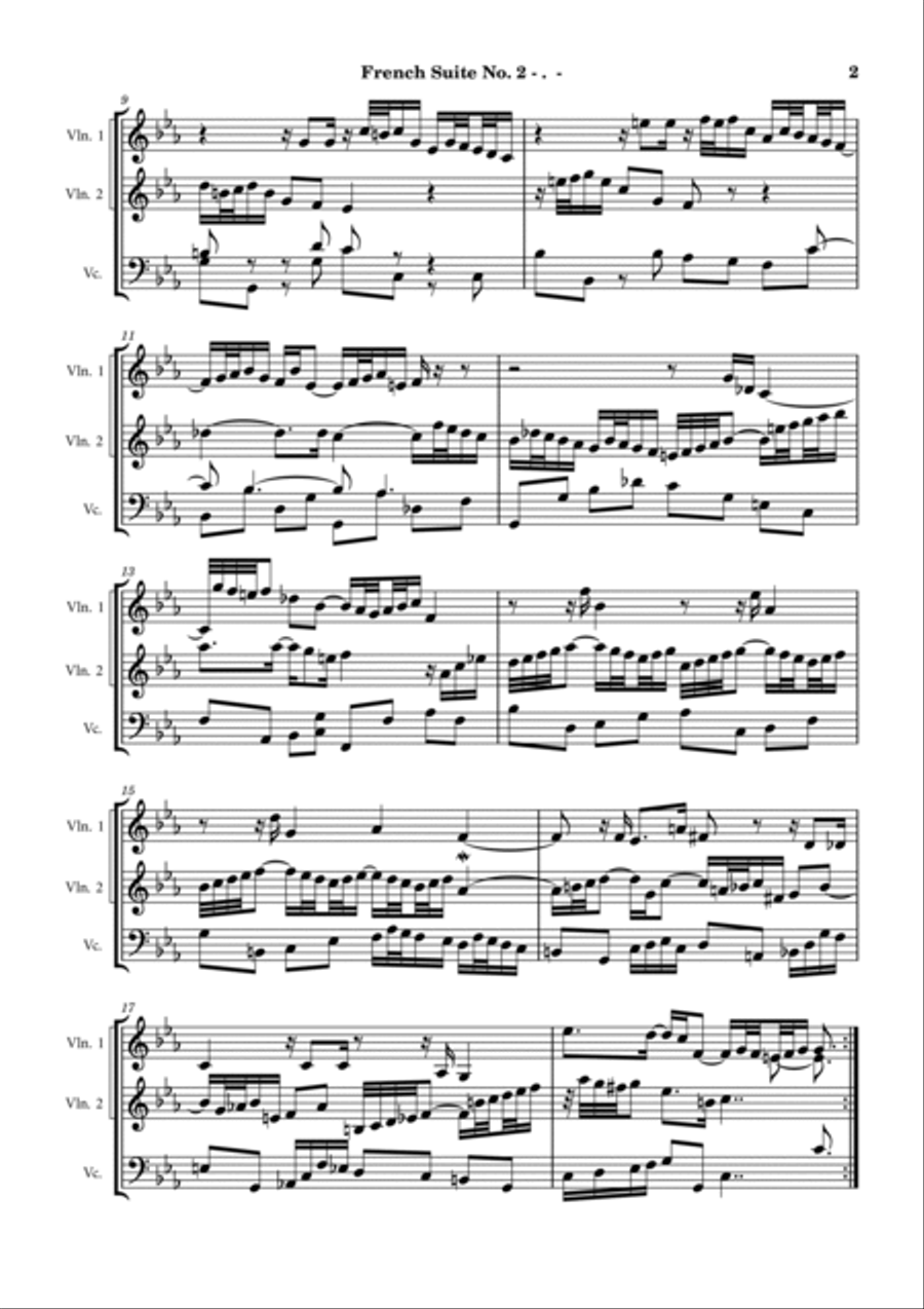 French Suite No. 2 - Allemande String Trio scores gallery preview page 2