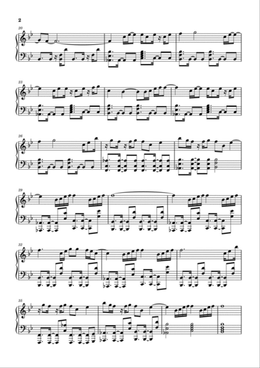 Sorry Piano Solo scores gallery preview page 2