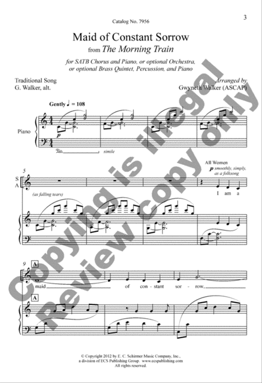 Maid of Constant Sorrow 4-Part scores gallery preview page 3
