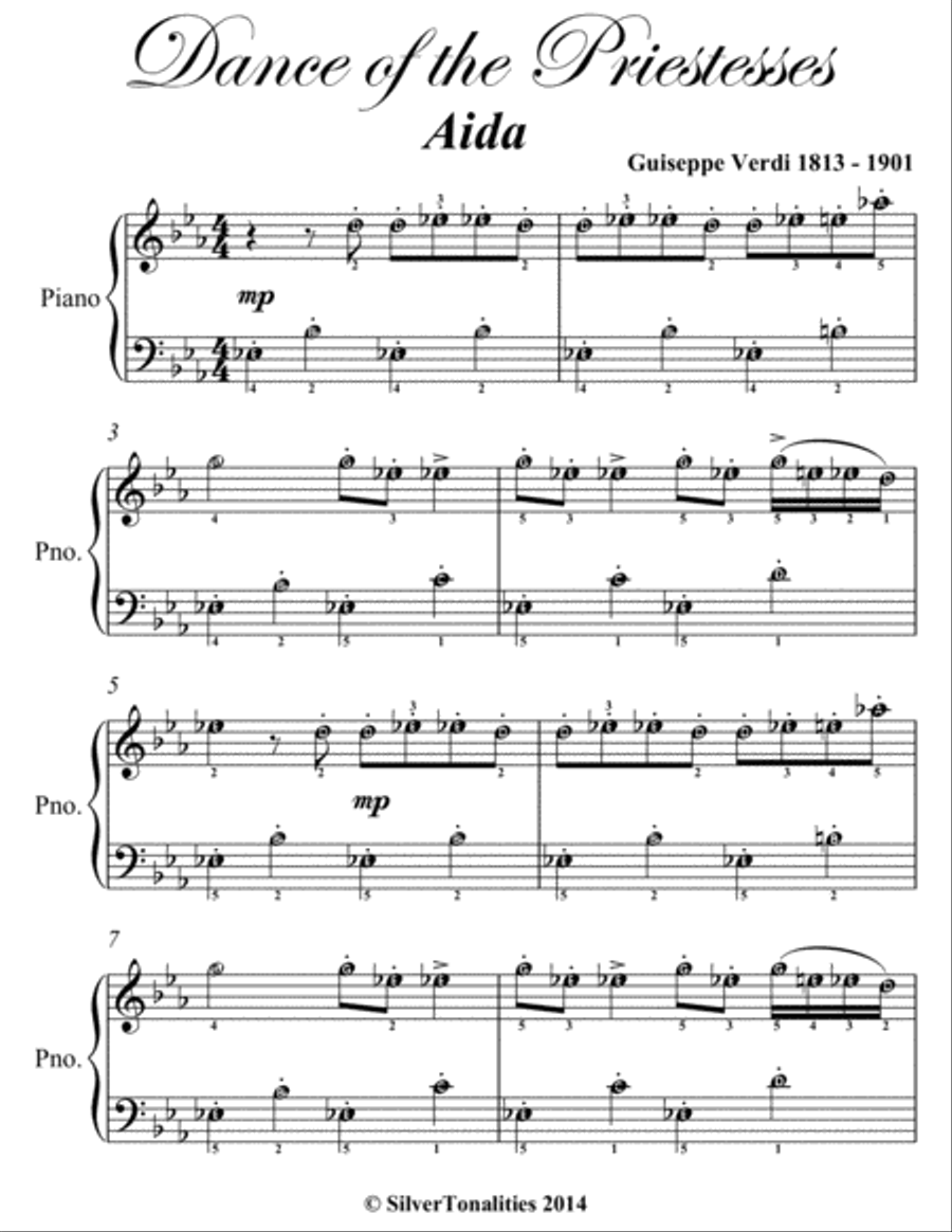 Dance of the Priestesses Aida Easy Piano Sheet Music Easy Piano scores gallery preview page 2