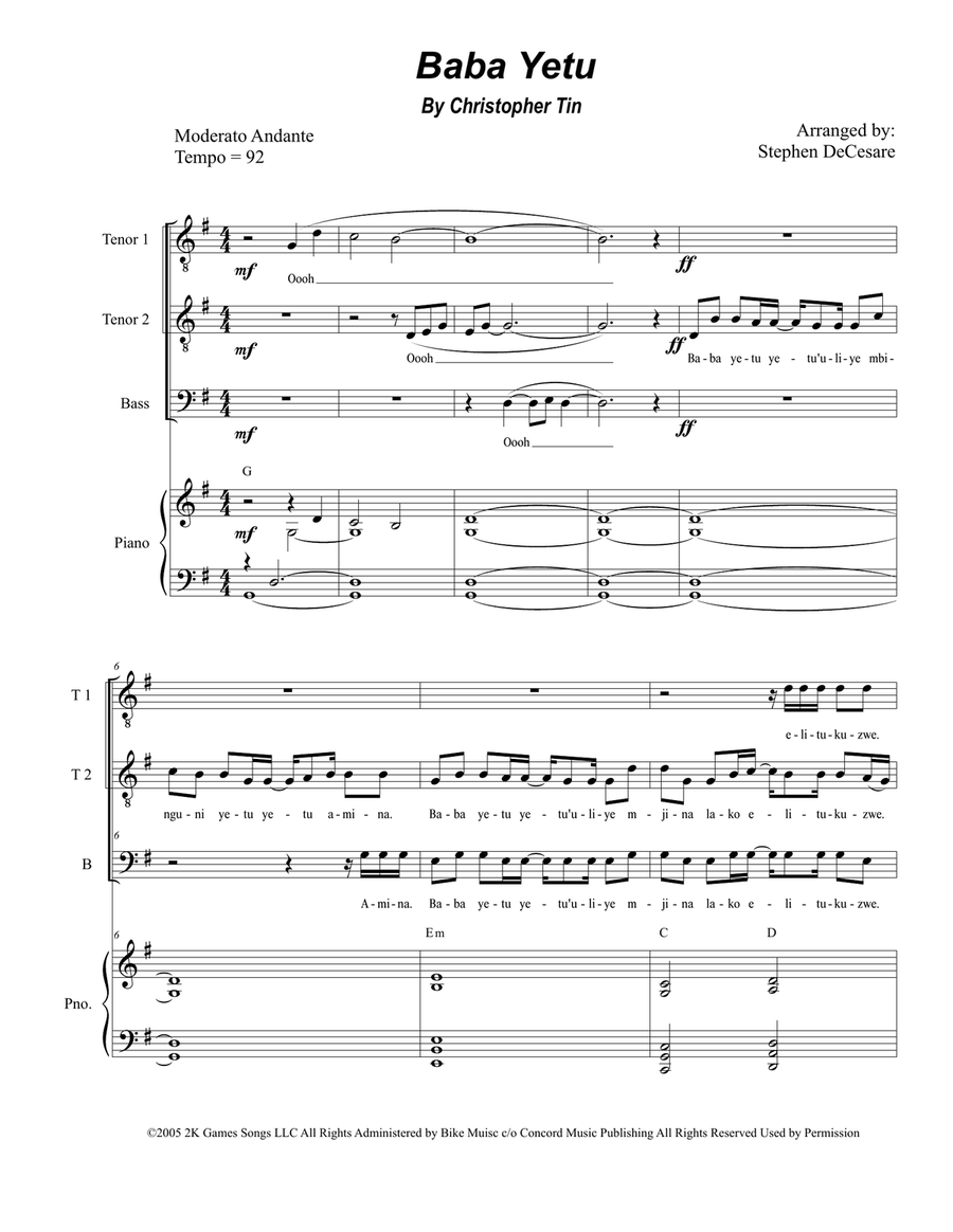 Baba Yetu Baba Yetu TTB scores gallery preview page 1