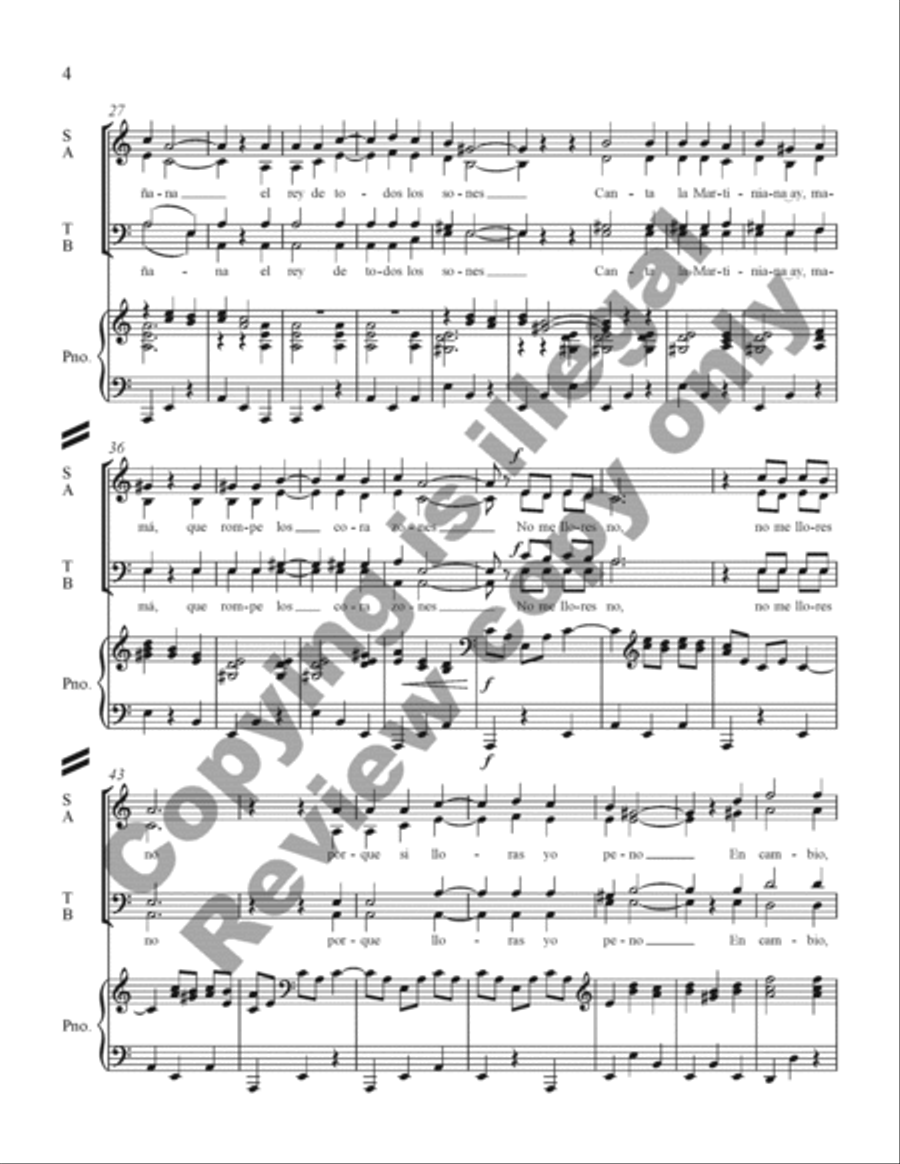 Three Mexican Folk Songs Three Mexican Folk Songs 4-Part scores gallery preview page 3