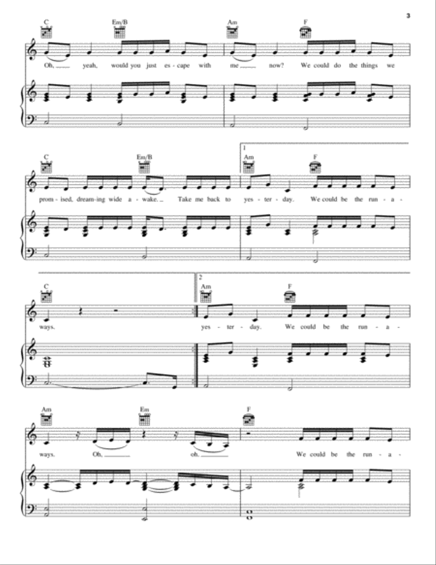 Runaways Runaways Piano, Vocal, Guitar scores gallery preview page 3