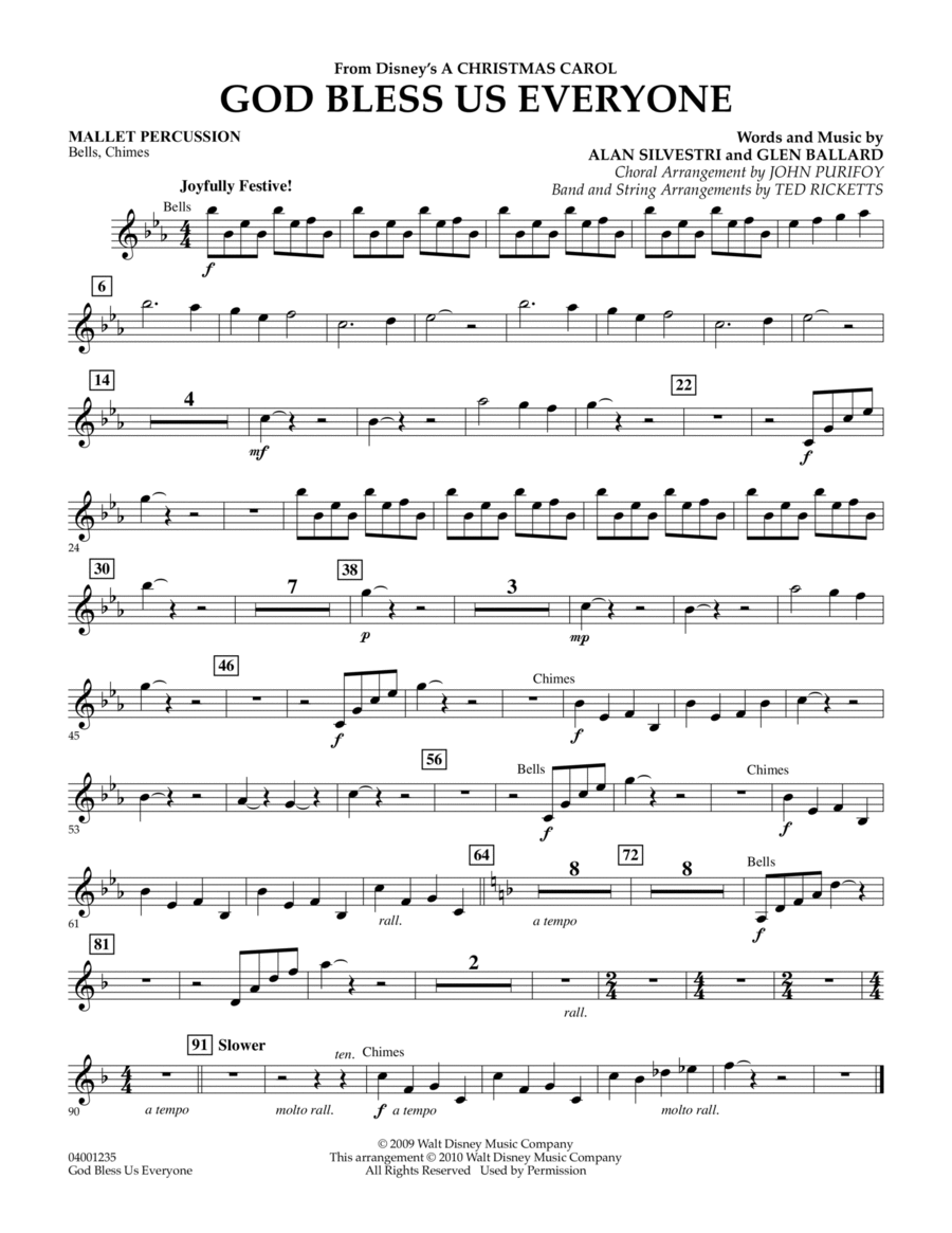 God Bless Us Everyone - Mallet Percussion Concert Band scores gallery preview page 1