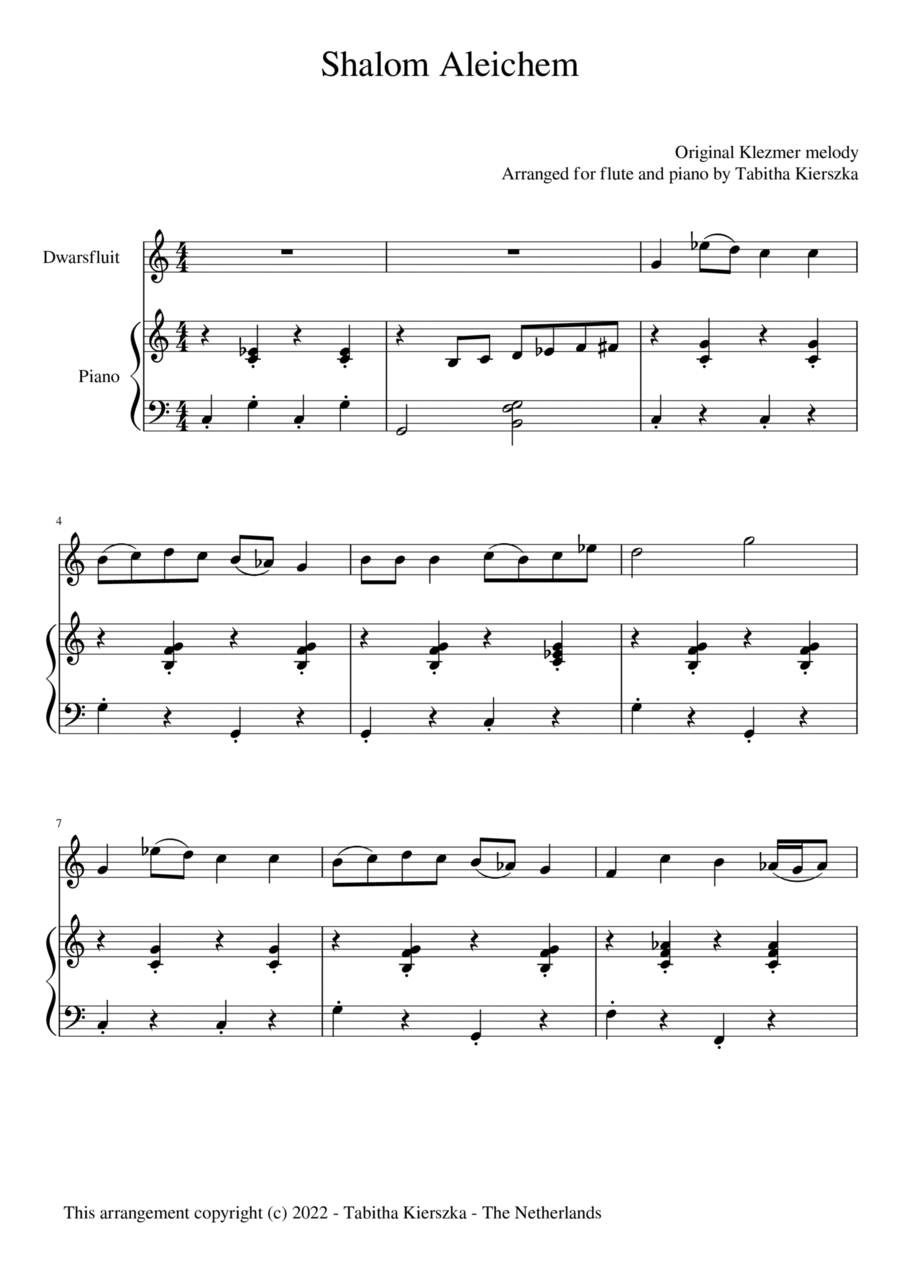 Shalom Aleichem Shalom Aleichem Flute Solo scores gallery preview page 1