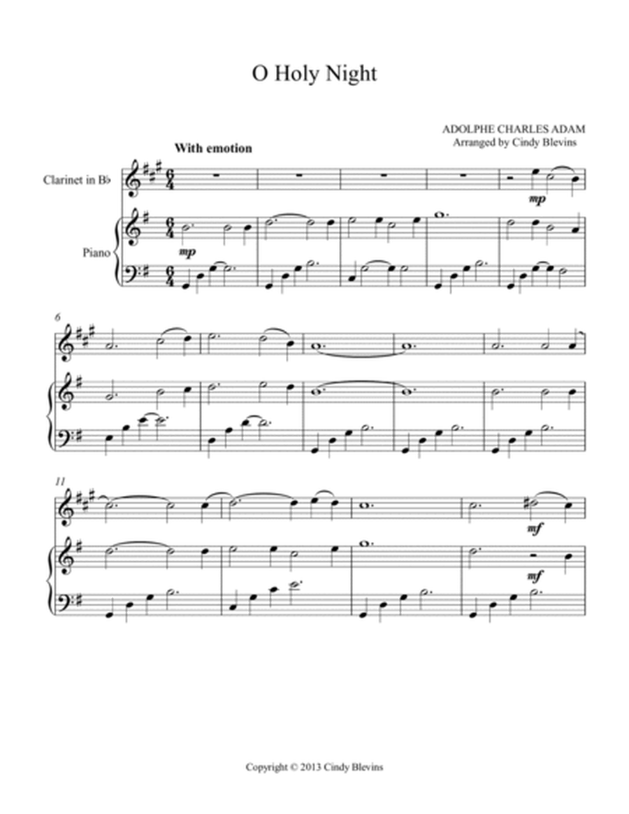 O Holy Night, for Piano and Clarinet image number null