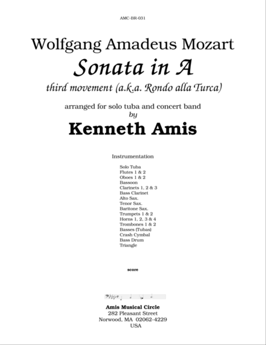 Piano Sonata in A (Third Movement --a.k.a. Turkish March) for tuba and concert band Concert Band scores gallery preview page 3