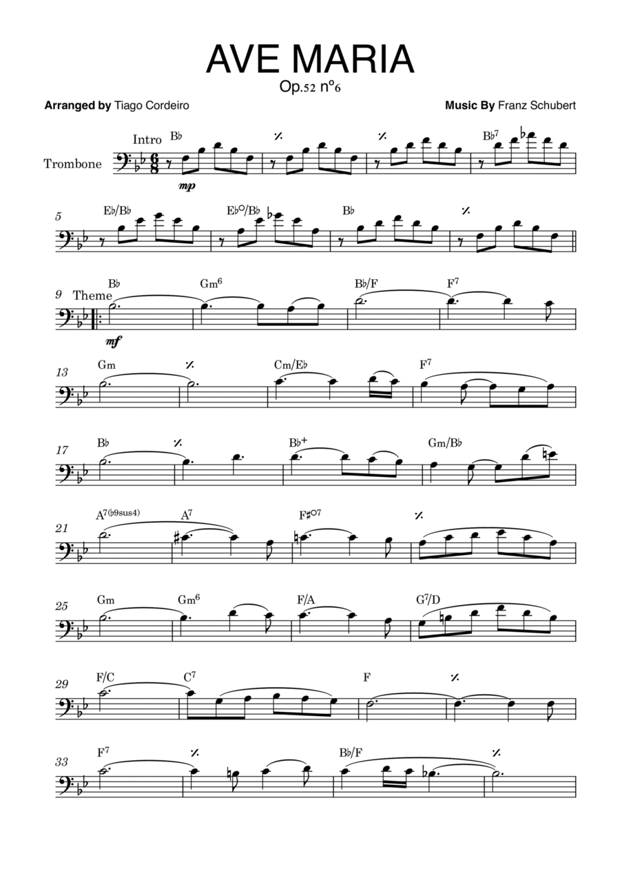 Ave Maria Op.52 nº6 Ave Maria Op.52 nº6 Trombone Solo scores gallery preview page 1