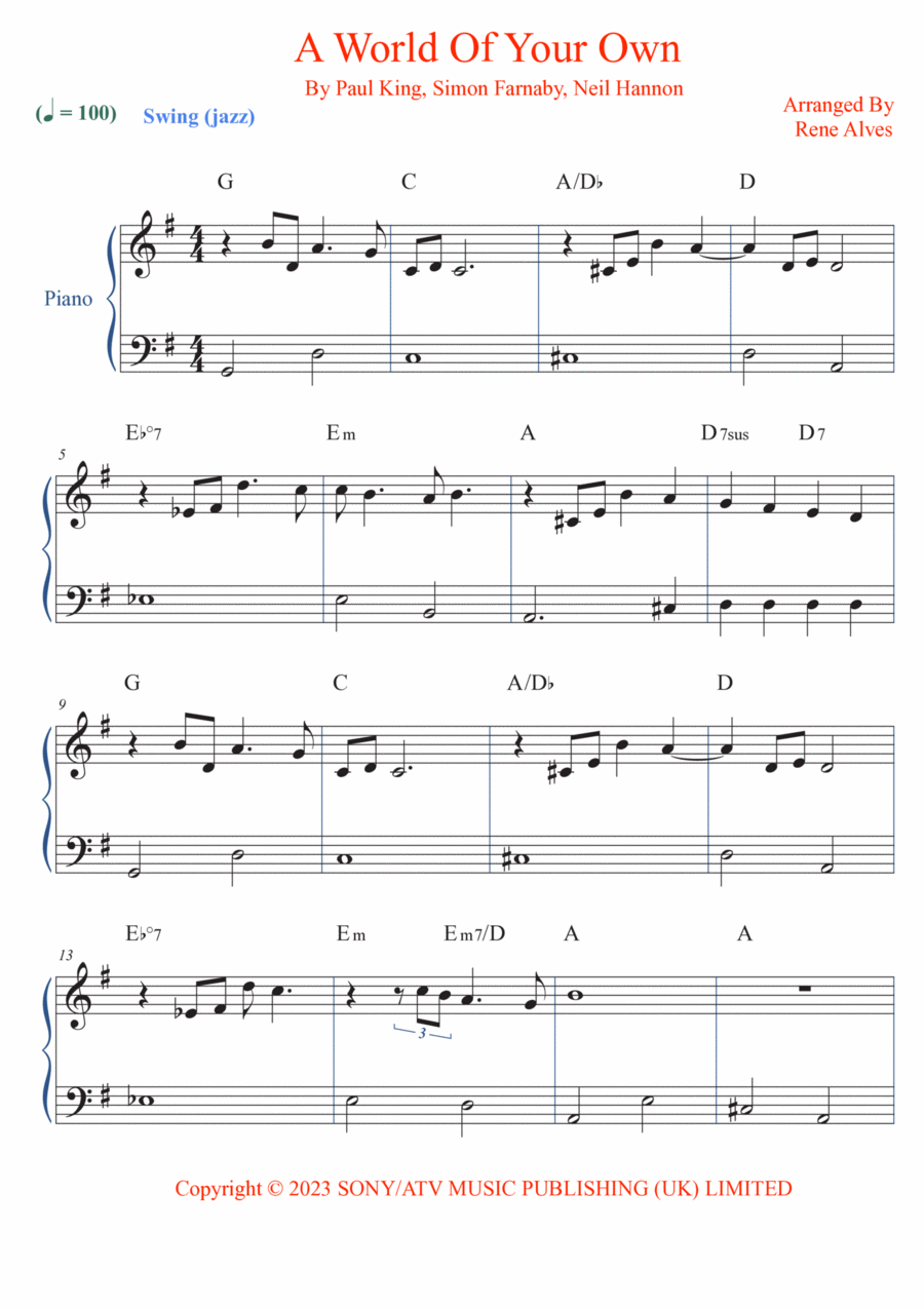 A World Of Your Own Easy Piano scores gallery preview page 1