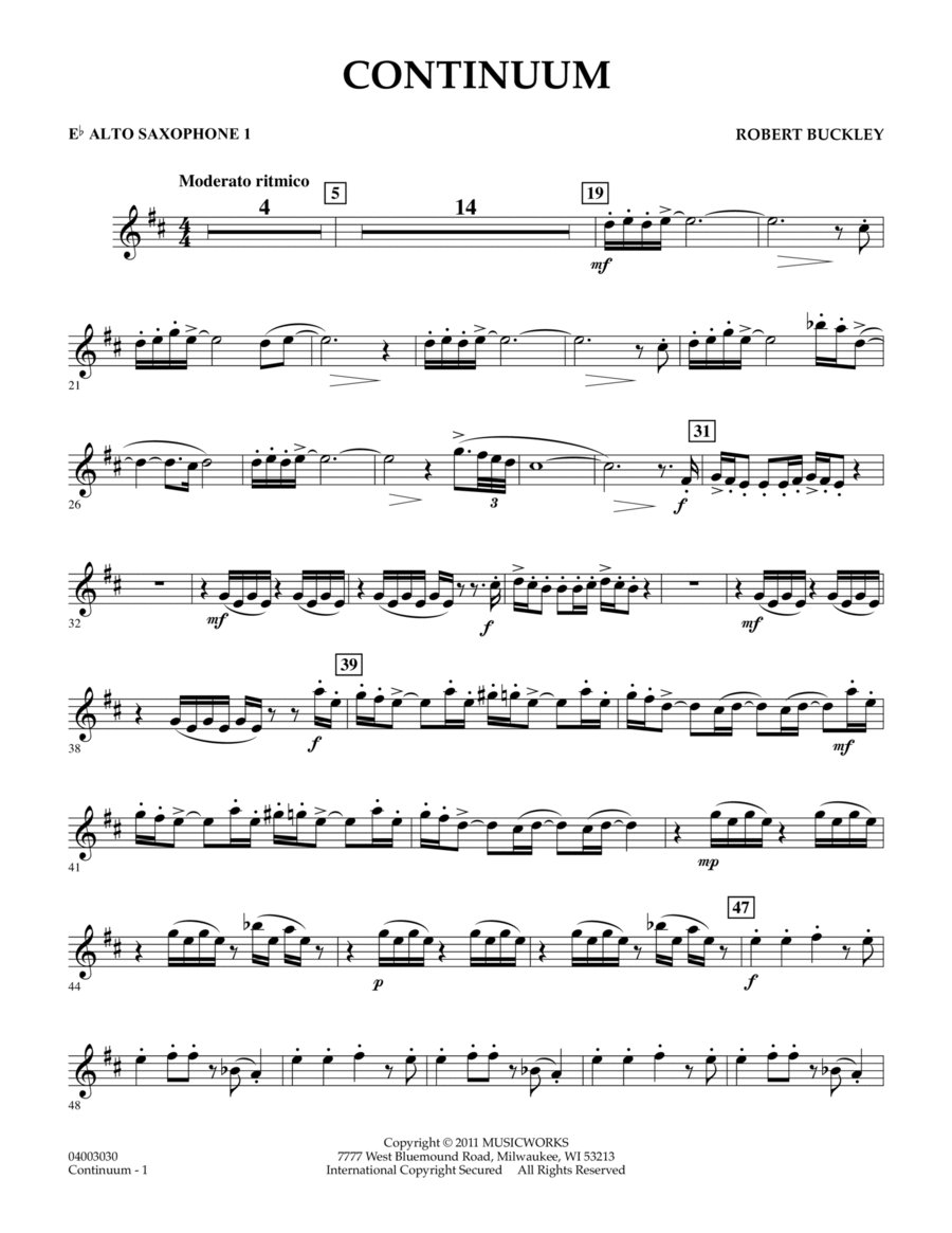 Continuum - Eb Alto Saxophone 1