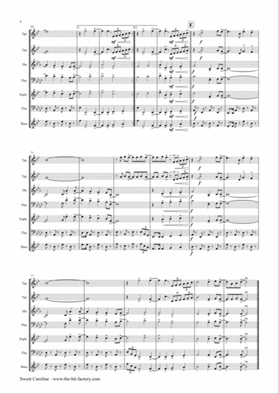Sweet Caroline Euphonium scores gallery preview page 4