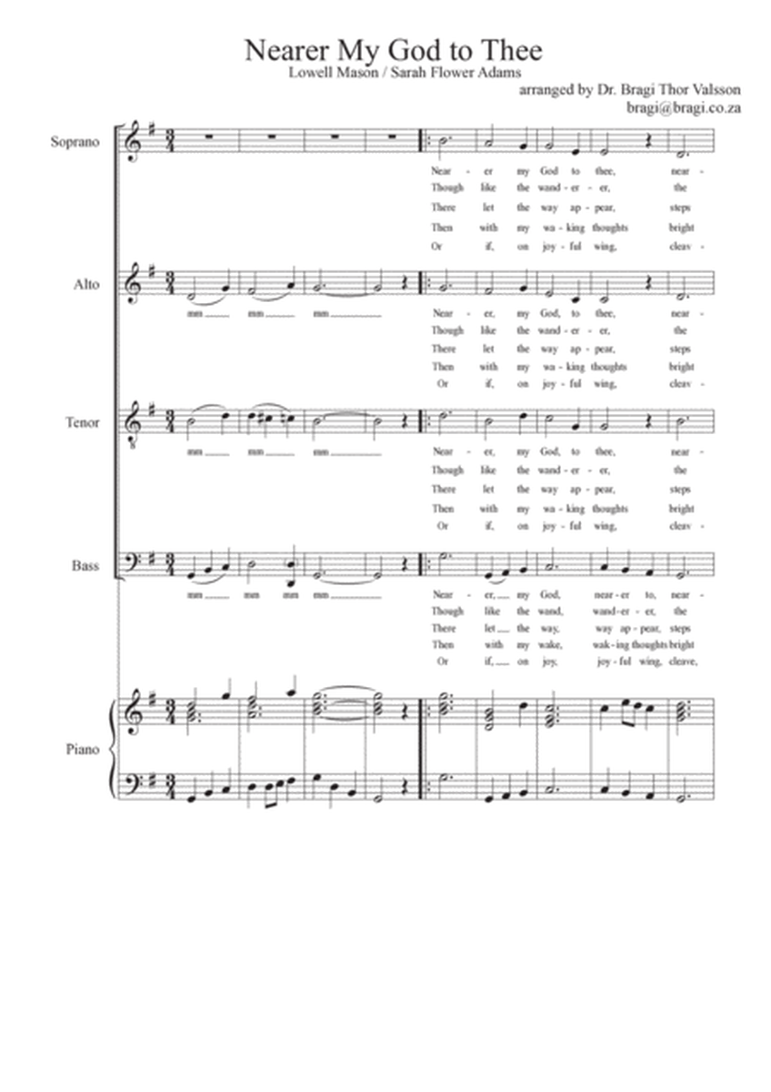 Nearer My God To Thee - SATB choir with optional Piano accompaniment image number null
