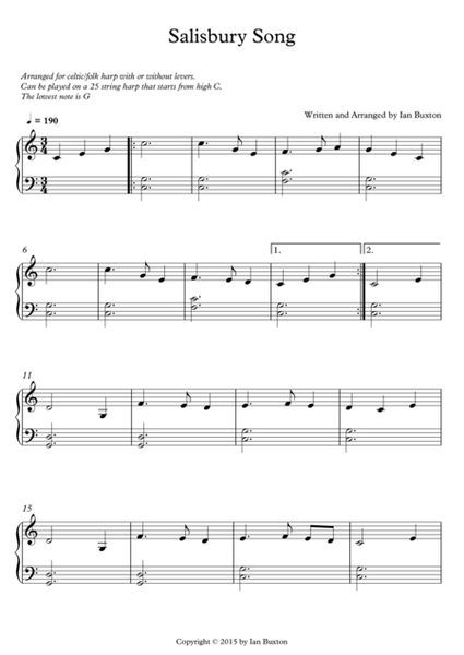 Salisbury Song (Arranged for Celtic/Folk Harp)