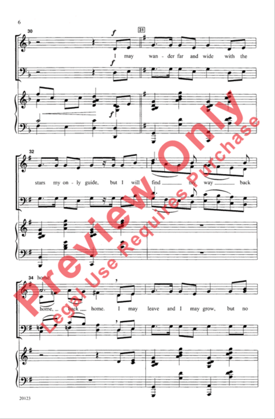 My Way Back Home 4-Part scores gallery preview page 6
