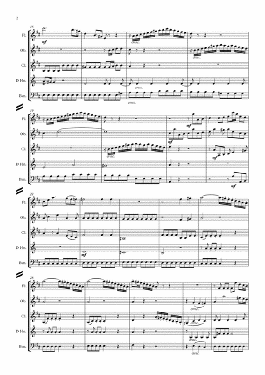 Mozart: Divertimento in D "Salzburg Symphony No.1" K136 Mvt.1 - wind quintet image number null