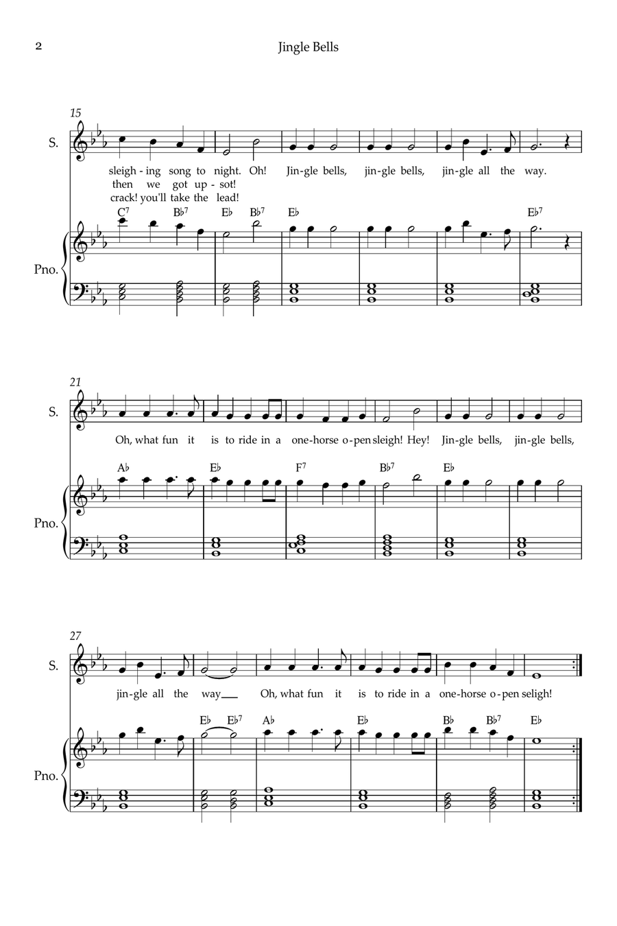 Jingle Bells Soprano Voice scores gallery preview page 2
