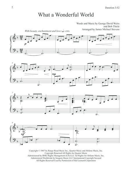 What A Wonderful World by Bob Thiele Piano Solo - Digital Sheet Music