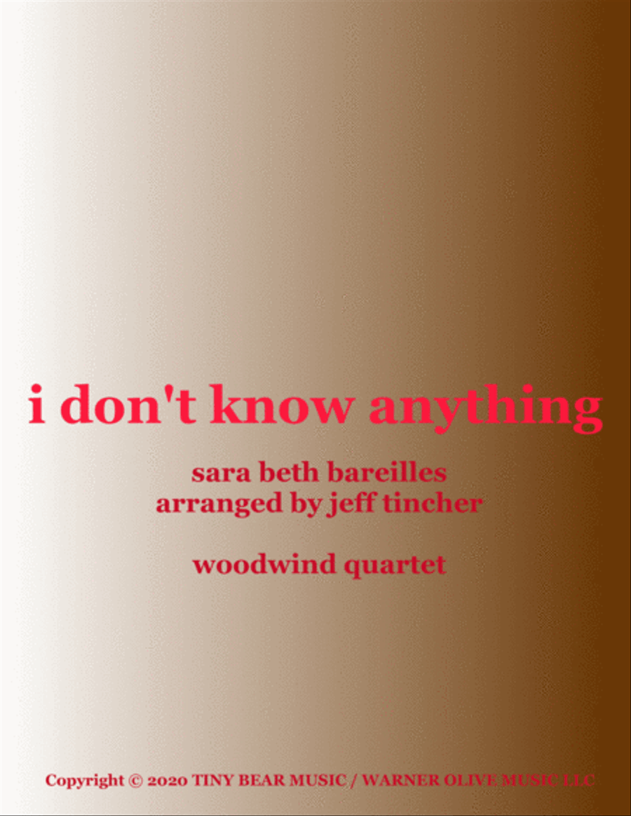 I Don't Know Anything Woodwind Quartet scores gallery preview page 1