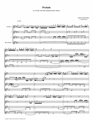 Prelude 14 from Well-Tempered Clavier, Book 2 (Clarinet Quartet)