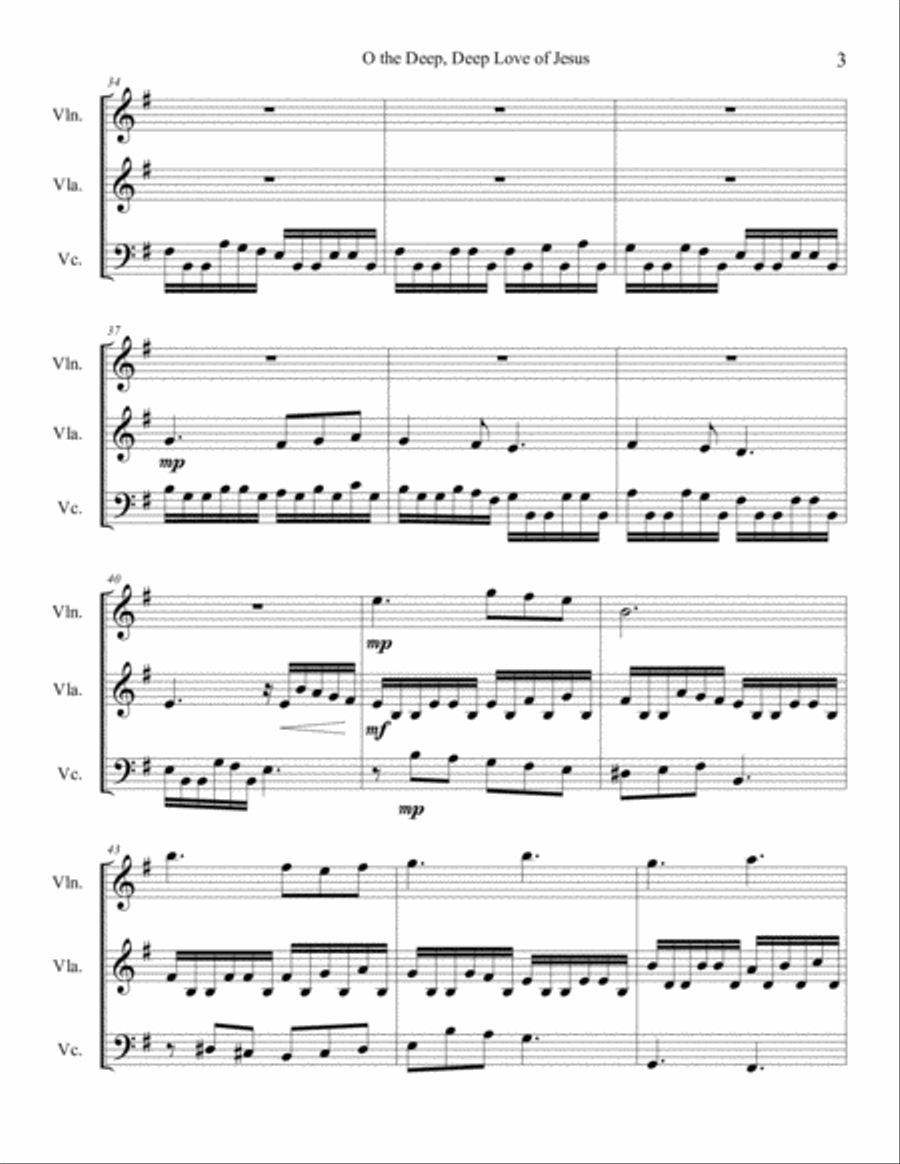 Two Sacred Trios (Oh, the Deep Deep Love of Jesus/It Is Well With My Soul) String Trio scores gallery preview page 4