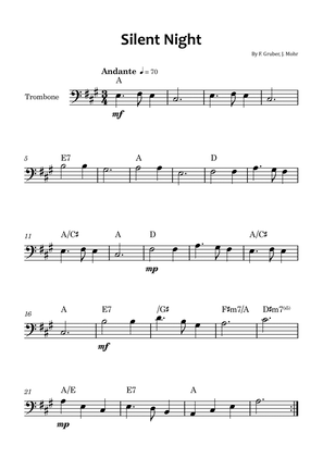Silent Night - Trombone solo with chord symbols