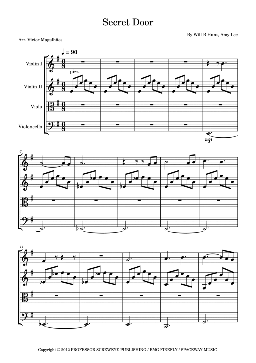 Secret Door Secret Door String Quartet scores gallery preview page 1