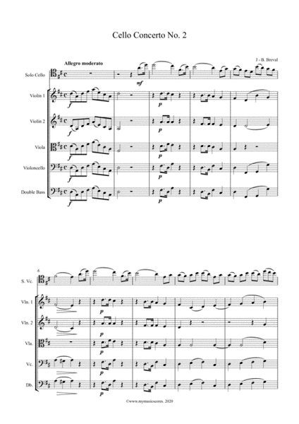 Breval Concerto No. 2 for Cello and String Orchestra String Orchestra - Digital Sheet Music