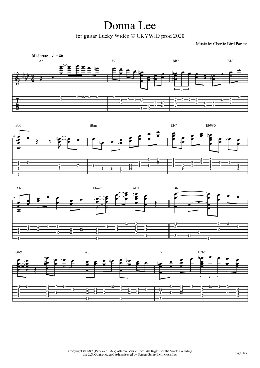 Donna Lee Electric Guitar scores gallery preview page 1