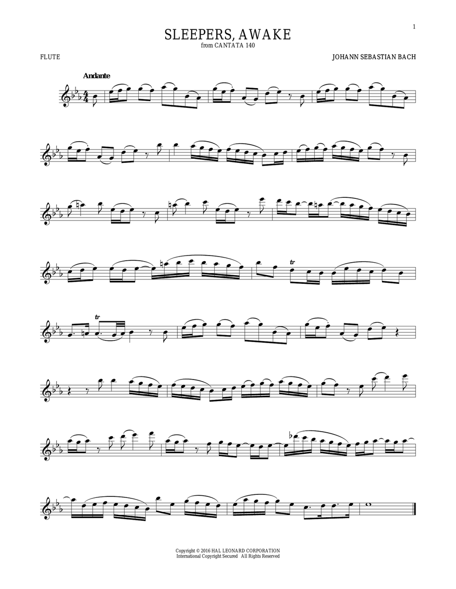 Sleepers, Awake (Wachet Auf) Flute Solo scores gallery preview page 1