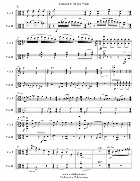 Sonata in C and The Four Seasons of New England (for two violas)