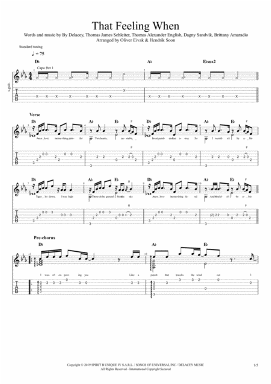 That Feeling When Guitar Tablature scores gallery preview page 1