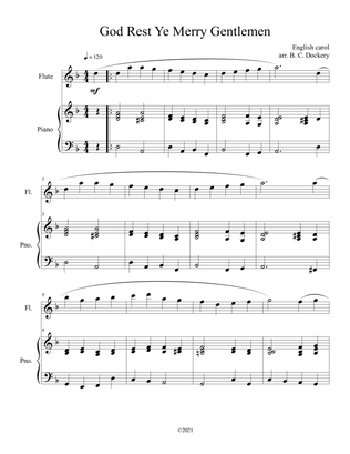 Book cover for God Rest Ye Merry Gentlemen (Flute Solo) with optional piano accompaniment