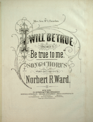 Book cover for I Will Be True. Song and Chorus