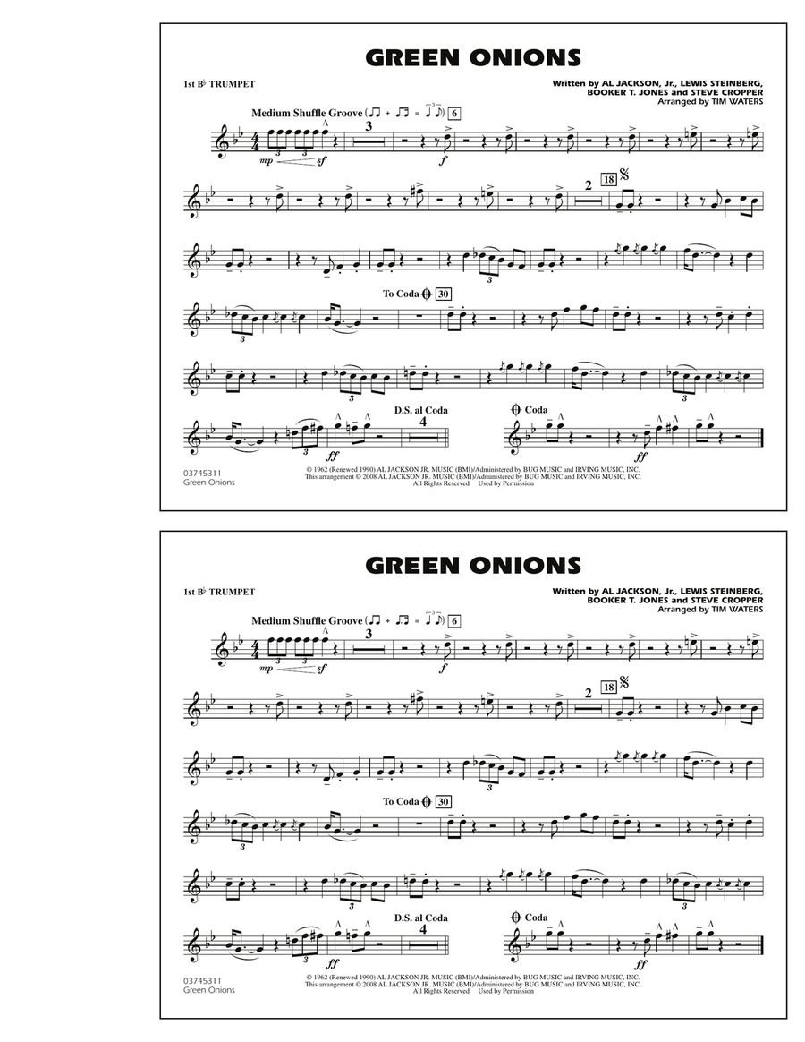 Green Onions - 1st Bb Trumpet Marching Band scores gallery preview page 1