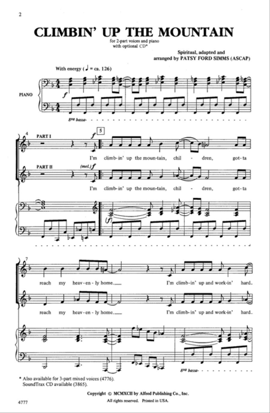 Climbin' Up the Mountain 2-Part scores gallery preview page 2