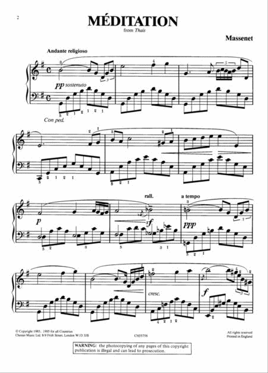 Méditation from Thais Easy Piano scores gallery preview page 2